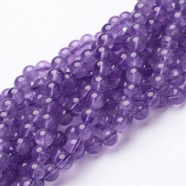 Natural Amethyst Beads Strand, Round, 6mm, Hole: 0.8mm, about 58pcs/strand, 14.5 inch-15 inch