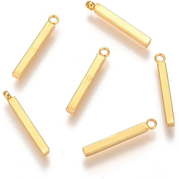 Pendentifs En Acier Inoxydable 304, Rectangle / Barre, Or, 17.5X2X2Mm, Trou: 1.7Mm-image