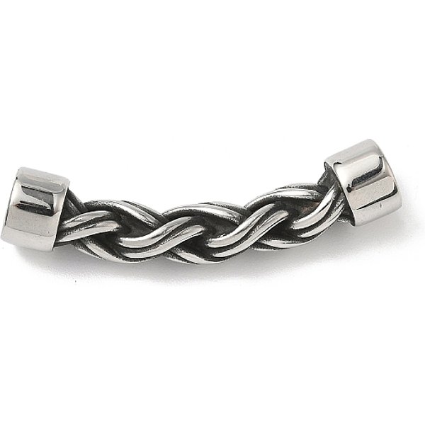 Geflochtene Kordelverbinder-AnhäNger Aus Edelstahl 304, FüR Die Herstellung Von LederbäNdern, Antik Silber Farbe, 53.5X10.5X10.5 Mm, Bohrung: 8.5 Mm-image