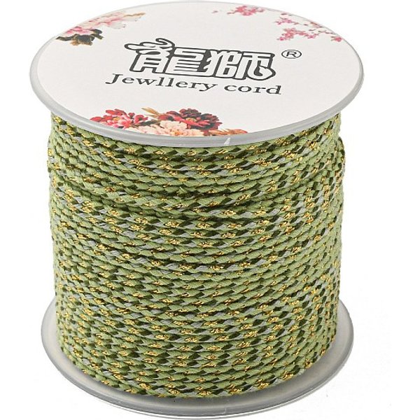 CordóN De PolialgodóN De 4 Capa, Cuerda De AlgodóN Macramé Hecha A Mano, Con Alambre De Oro, Para Colgar En La Pared De Cuerda, Diy Artesanal Hilo De Tejer, Verde Amarillo, 1.5Mm, Alrededor De 21.8 Yarda (20 M) / Rollo-image