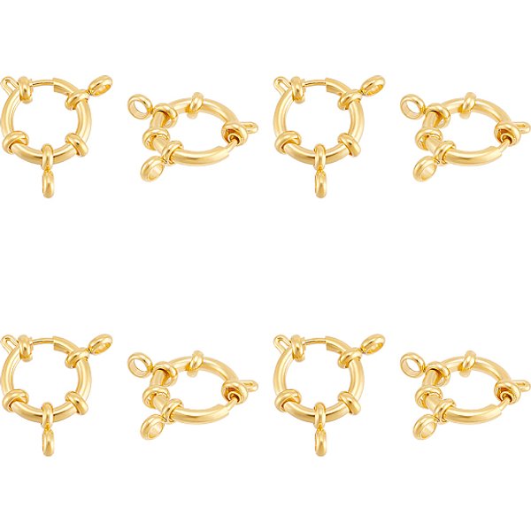 8Pcs Ion Plating(Ip) 304 Stainless Steel Spring Ring Clasps, Ring, Real 24K Gold Plated, 16X4Mm, Hole: 2.5Mm-image