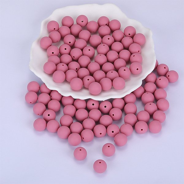 Cuentas Focales Redondas De Silicona, Rosa Vieja, 15Mm, Agujero: 2 Mm-image