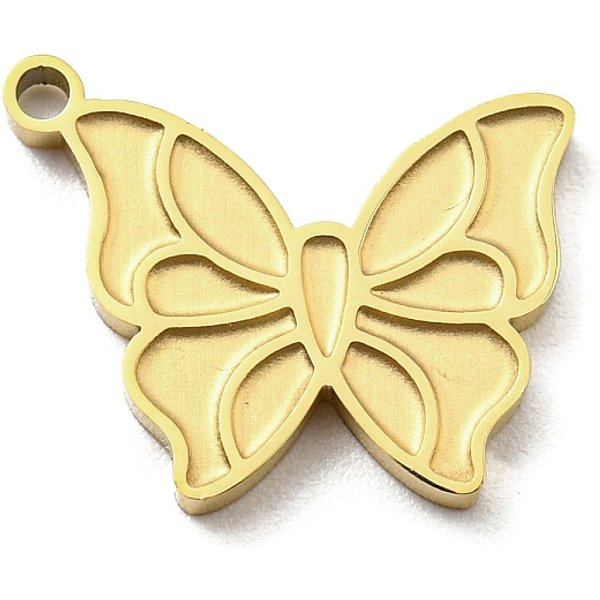 Colgantes De Acero Inoxidable QuirúRgico 316L Con Revestimiento IóNico (Ip), Sin NíQuel, Encanto De Mariposa, Real 18K Chapado En Oro, 13.5X16X2Mm, Agujero: 1.4 Mm-image
