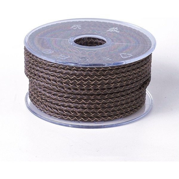 Geflochtene Rindslederschnur, Leder Schmuckkabel, Schmuck DIY, das Material, Kaffee, 3 mm, ca. 5.46 Yard (5m)/Rolle