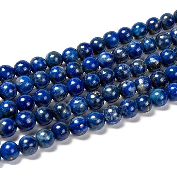 Chapelets de perle en lapis-lazuli naturel, ronde, 8mm, Trou: 1mm, Environ 44-48 pcs/chapelet, 15 pouce