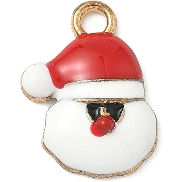 Pendentifs d'émail en alliage, or, le père noël, 19x13.5x4mm, Trou: 2.5mm