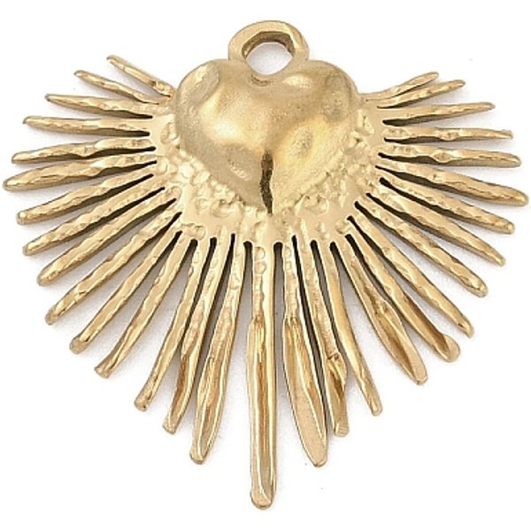 Pendentifs En Acier Inoxydable 304, Charme Du Soleil, VéRitable 18K Plaqué Or, 23.5X24.5X2.5Mm, Trou: 2Mm-image
