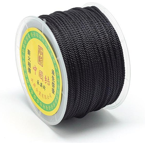 Nylon Threads, Milan Cords/Twisted Cords, Black, 1.5-2Mm, About 54.68 Yards(50M)/Roll-image