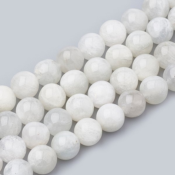 Brins de perles de pierre de lune arc-en-ciel naturel, ronde, 8-9mm, Trou: 1mm, Environ 45-48 pcs/chapelet, 15.7 pouce