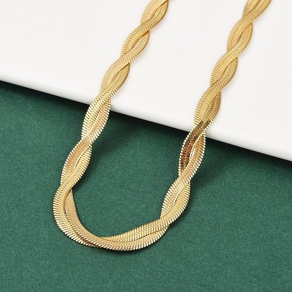 Collana Con Catena A Corda Intrecciata In Acciaio Inossidabile 304 Per Uomo E Donna, Oro, 15.94 Pollice (40.5 Cm)-image