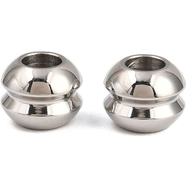 201 Stainless Steel Beads, Stainless Steel Color, 7.5x5.5mm, Hole: 3.5mm