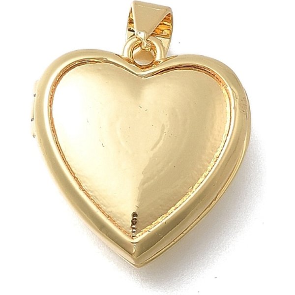 Valentine's Day Brass Heart Locket Pendants, Cadmium Free & Lead Free, Long-Lasting Plated, Rack Plating, Real 18K Gold Plated, 19X17.5X7.5Mm, Hole: 4.5X3.5Mm-image