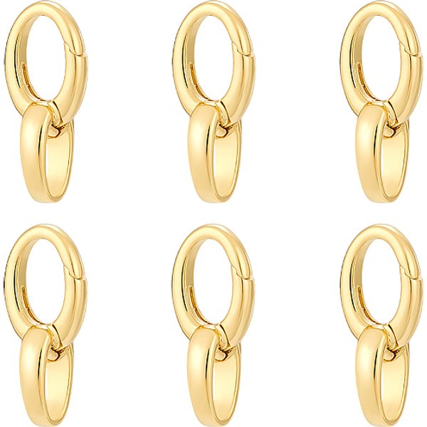 6 StüCk Messing-Federtorringe, Cadmiumfrei Und Nickel Frei Und Bleifrei, Echtes 18K Vergoldet, 20.5X9X7 Mm, Bohrung: 4.5X5.5 Mm-image