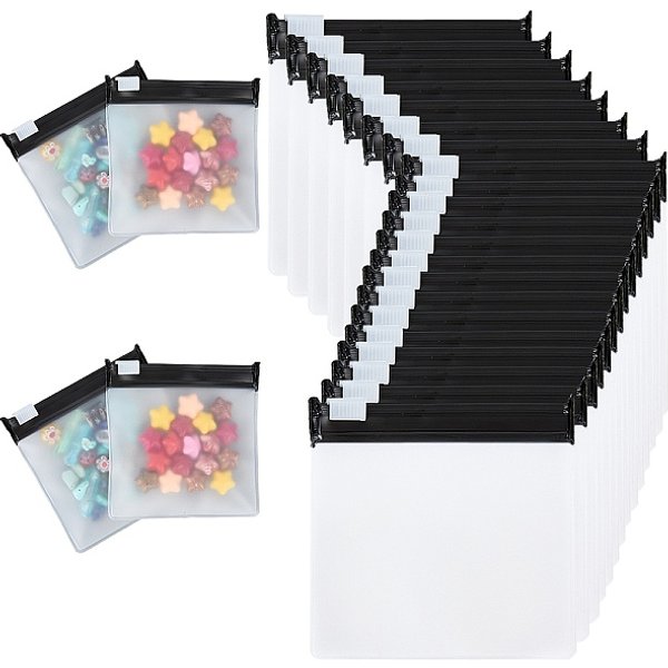 Eva 40Pcs Sacs En Plastique à Fermeture éClair, Sacs De Rangement De Voyage Portables Auto-ScelléS, CarréE, Noir, 7.8X7.8X0.65 Cm-image