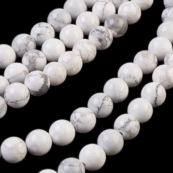 Natural Howlite Beads Strands, Round, 8Mm, Hole: 1Mm, About 46-48Pcs/Strand, 15Inch-image