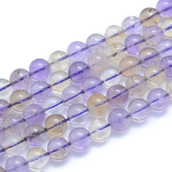 Chapelets De Perles En AméTrine Naturelle, Ronde, Alice Bleu, 8-8.5Mm, Trou: 0.8Mm, Environ 50 Pcs/Chapelet, 15.55 Pouce (39.5 Cm)-image