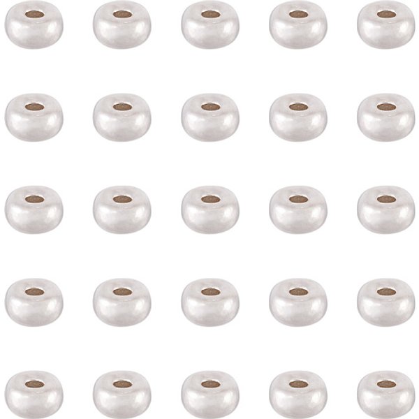 925 Sterling Silber Zwischenperlen, Rondell, Silber, 4X2 Mm, Bohrung: 1 Mm, 25 StüCk-image