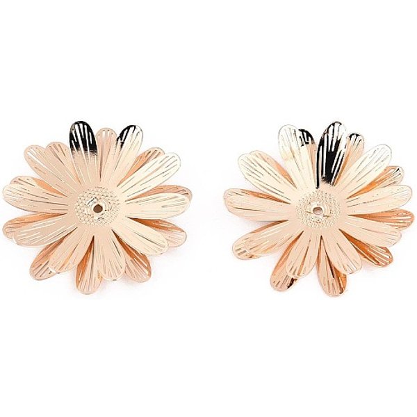 Coppette Copriperla In Ottone, Fiore, Oro Chiaro, 24.5-25X23.5-24X4-5Mm, Foro: 0.9-1 Mm-image