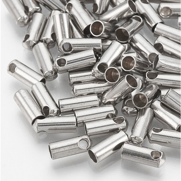 Estremità del cavo in acciaio inossidabile 201 anti-appannamento, testate di chiusura, colore acciaio inossidabile, 7.5x3mm, Foro: 1.5 mm, 2.5mm diametro interno