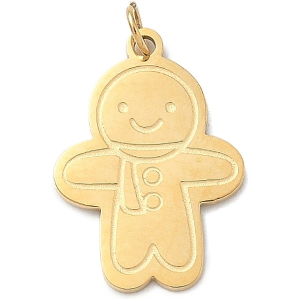 Pendentifs En Acier Inoxydable 304 Sur Le ThèMe De NoëL, Or, Gingerbread Man, 17X12X1Mm, Trou: 2.5Mm-image
