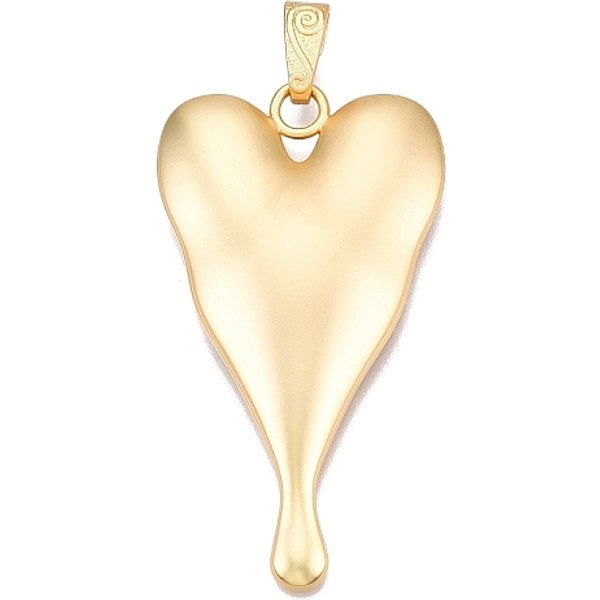 Rack Plating Alloy Big Pendants, Lead Free & Nickel Free & Cadmium Free, Heart, Matte Gold Color, 81.5X45X7.5Mm, Hole: 13.5X8Mm-image