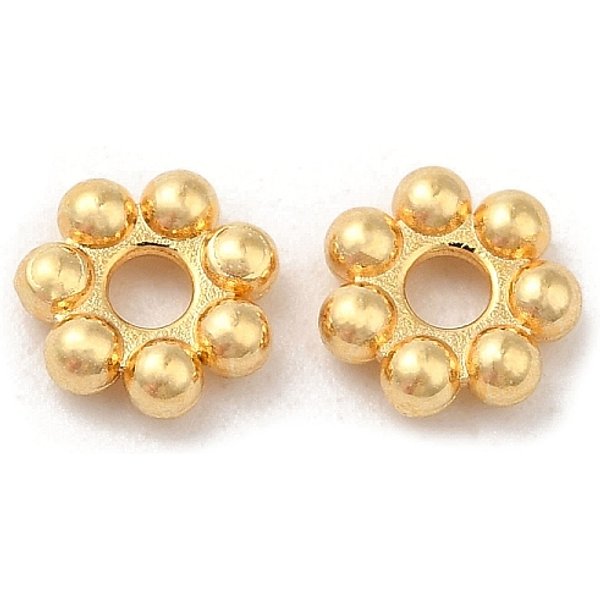 304 Stainless Steel Spacer Beads, Flower, Granulated Beads, Real 18K Gold Plated, 4X1.2Mm, Hole: 1Mm-image