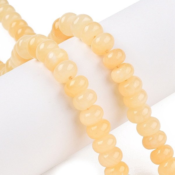 Natural Yellow Jade Beads Strands, Rondelle, 8X5Mm, Hole: 1Mm, About 40Pcs/Strand, 7.80''(19.8Cm)-image