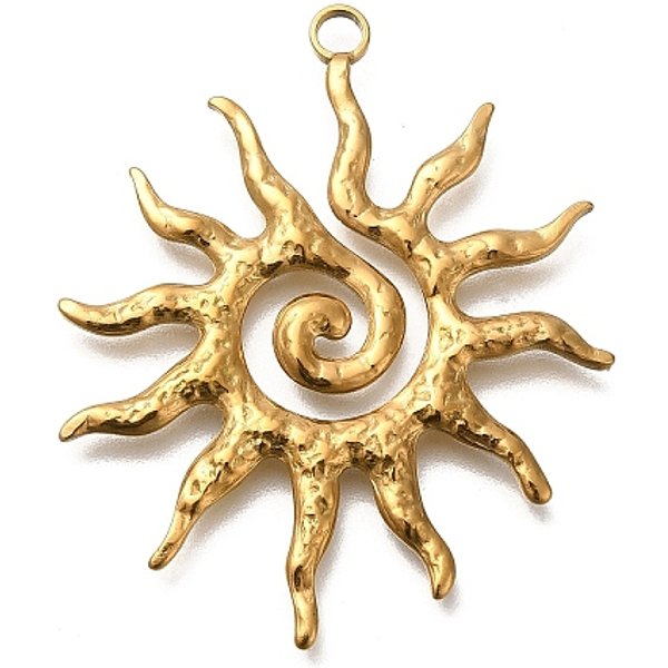 304 Stainless Steel Pendants, Golden, Sun, 40.5X33.5X2Mm, Hole: 2.2Mm-image