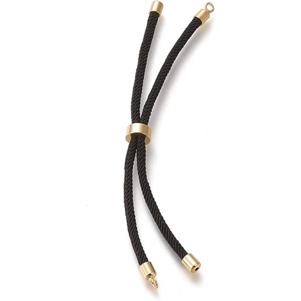 FabricacióN De Pulsera De Hilo Trenzado De Nylon, FabricacióN De Pulsera Deslizante, Con Fornituras De LatóN, Dorado, Negro, 8.66-9.06 Pulgada (22-23 Cm), Agujero: 2.8 Mm, Longitud De Una Sola Cadena: Aproximadamente 4.33-4.53 Pulgada...-image