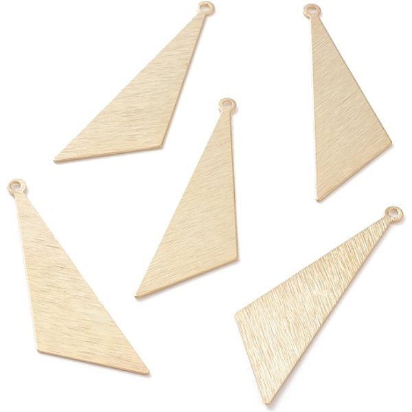 Breloques En Laiton, Triangle, VéRitable 24K Plaqué Or, 40X11.5X0.5Mm, Trou: 1.4Mm-image