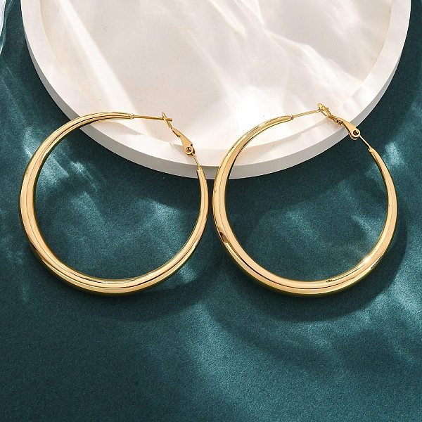 304 Stainless Steel Hoop Earrings, Ion Plating(Ip), Golden, 60X5Mm-image