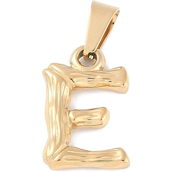 Pendentifs En Acier Inoxydable 304, Style Bambou, Lettre, Placage Ionique (Ip), VéRitable 18K Plaqué Or, Letter.E, 18X12X3Mm, Trou: 3X7Mm-image