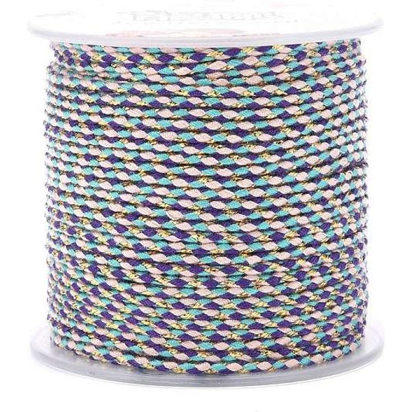 CordóN De PolialgodóN De 4 Capa, Cuerda De AlgodóN Macramé Hecha A Mano, Con Alambre De Oro, Para Colgar En La Pared De Cuerda, Diy Artesanal Hilo De Tejer, Colorido, 1.5Mm, Alrededor De 21.8 Yarda (20 M) / Rollo-image
