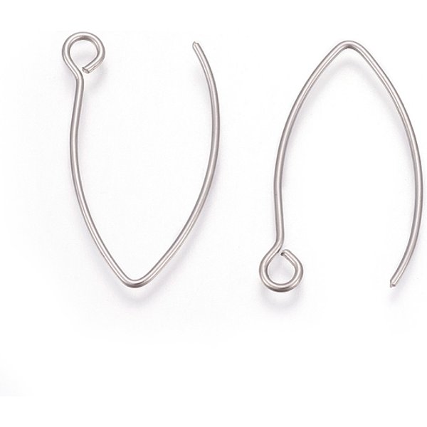 Tarnish Resistant 304 Stainless Steel Earring Hooks, Ear Wire, With Horizontal Loop, Stainless Steel Color, 26X15.5Mm, Hole: 2.5Mm, Pin: 0.8Mm-image