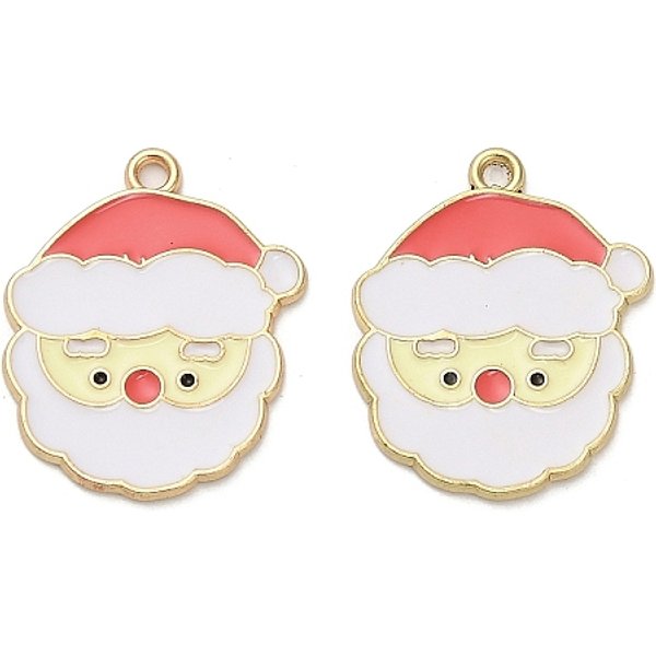 Alloy Enamel Pendants, Golden, Santa Claus, 26X21.5X1.5Mm, Hole: 2.2Mm-image