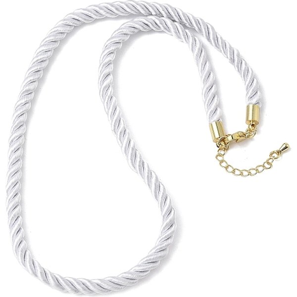 FabricacióN De Collares Con CordóN Trenzado De Nailon De 5 Mm, Con Extremos De MaíZ De LatóN Y Cierres De Pinza De Langosta De Acero Inoxidable 304, Plateado De Larga DuracióN, Chapado En Rack, Dorado, Blanco, 17.72-18.90 Pulgada (45-48 Cm)-image
