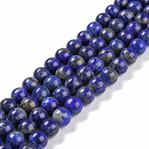 Chapelets De Perle En Lapis-Lazuli Naturel, Ronde, 8Mm, Trou: 1Mm, Environ 45-47 Pcs/Chapelet, 15 Pouce (380 Mm)-image