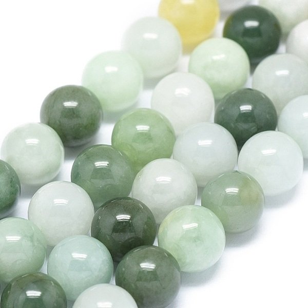 Perles De JadéIte Naturel Brins, Ronde, 8Mm, Trou: 0.8Mm, Environ 49-51 Pcs/Chapelet, 15.55 Pouce (39.5 Cm)-image