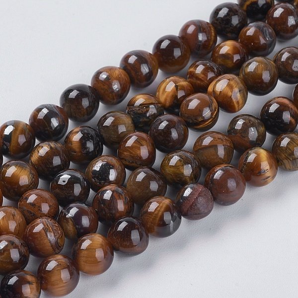 Natural Tiger Eye Beads Strands, Grade Ab, 6Mm, Hole: 0.8Mm, 56-61Pcs/Strand, 15 Inch.-image