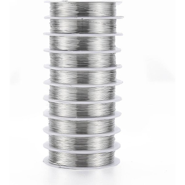 Round Copper Jewelry Wire, Platinum, 26 Gauge, 0.4Mm, About 39.37 Feet(12M)/Roll, 10 Rolls/Group-image