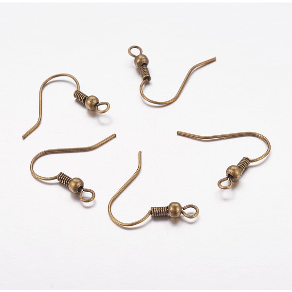 Brass Earring Hooks, Ear Wire, With Horizontal Loop, Antique Bronze, Nickel Free, 17-19X16-18X0.6-0.7Mm, Hole: 2Mm-image