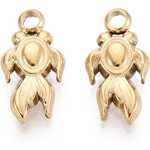 AnhäNger Aus 304 Edelstahl, Ionenbeschichtung (Ip), Goldfisch-AnhäNger, Echtes 18K Vergoldet, 12.5X6.5X3 Mm, Bohrung: 1.8 Mm-image