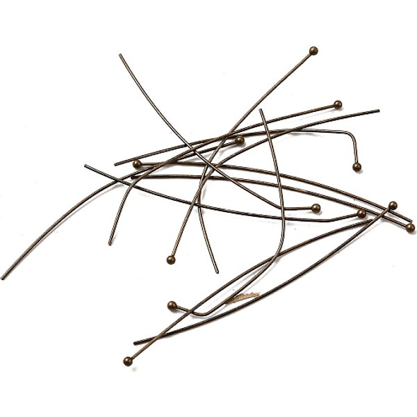 Brass Ball Head Pins, Antique Bronze, Size: about 0.7mm thick(21 Gauge), 60mm long, Head: 1.8mm
