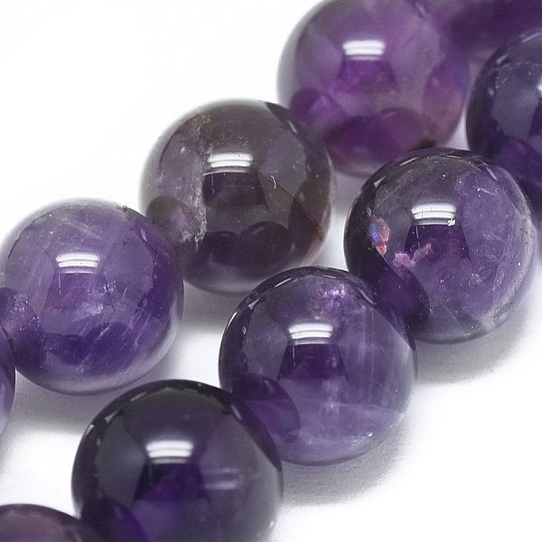 Chapelets De Perles En AméThyste Naturelle, Ronde, 8Mm, Trou: 1Mm, Environ 21 Pcs/Chapelet, 7 Pouce (18 Cm)-image