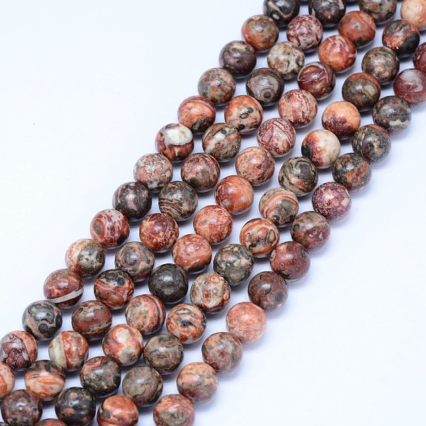 Chapelets De Perles De Jaspe En Peau De LéOpard Naturel, Ronde, 8.5Mm, Trou: 1Mm, Environ 45-47 Pcs/Chapelet, 15 Pouce (39 Cm)-image