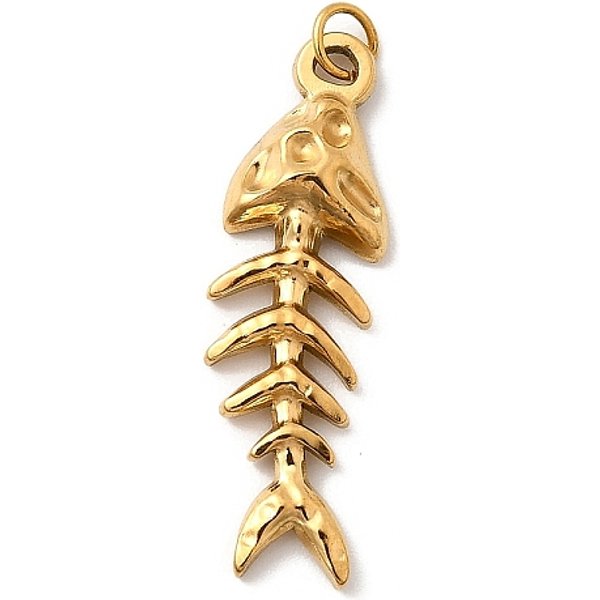 304 Stainless Steel Pendants, Ion Plating(Ip), Ocean Theme, Real 18K Gold Plated, Fish, 28X9X3Mm, Hole: 2.5Mm-image
