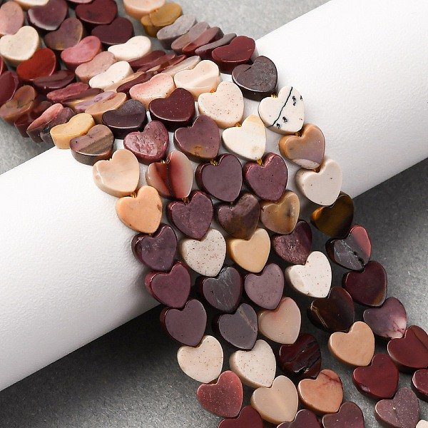 Natural Mookaite Beads Strands, Heart, 6-6.5x6-6.5x2mm, Hole: 0.5mm, about 68-70pcs/strand, 15.08-15.55''(38.3-39.5cm)