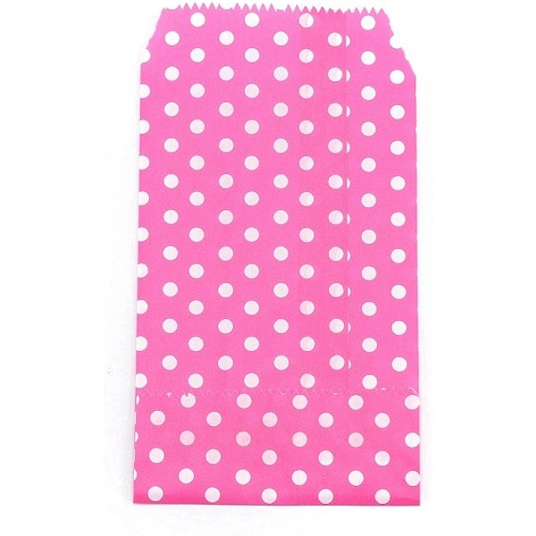 Kraft Paper Bags, No Handles, Storage Bags, White Polka Dot Pattern, Wedding Party Birthday Gift Bag, Deep Pink, 15X8.3X0.02Cm-image