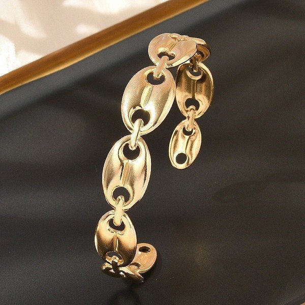 304 Stainless Steel Cuff Bangles for Women, Real 18K Gold Plated, 1/2 inch(1.2cm), Inner Diameter: 2-1/4 inch(5.85cm)