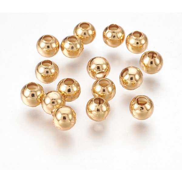 304 Stainless Steel Beads, Rondelle, Round, Real 24K Gold Plated, 4X3.5Mm, Hole: 1.6Mm-image